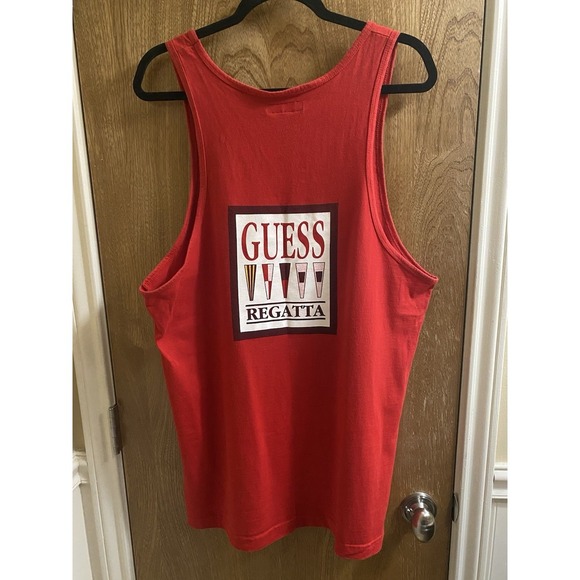 Vintage GUESS Regatta 90's Unisex Size XL Tank Top Sleeveless USA Red - Picture 1 of 14